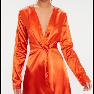 Pretty Little Thing Satin Wrap Dress